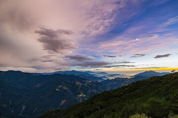Obraz na płótnie Canvas Sunset landscape of the Hehuanshan mountain