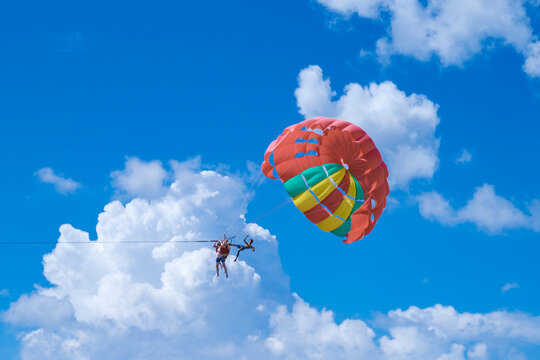 Parachute in the sky at the beach of Kata Phuket Thailand