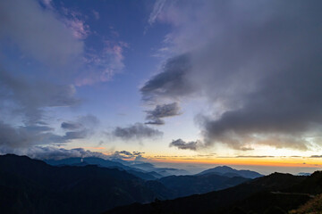 Sunset landscape of the Hehuanshan mountain