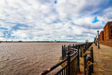 Walkway between the Royal Albert Dock and the Waterfront in Liverpool, United Kingdom