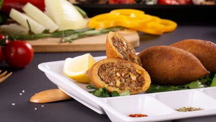 icli kofte / Boiled kibbeh / Quibe / Stuffed Meatballs Falafel.