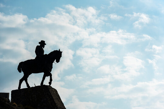 Statue of Venustiano Carranza, one of the main leaders of the Mexican Revolution, prominent mexican president and Politician located at the entrance of Cuatro Cienegas in Coahuila, Mexico.