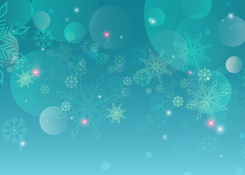 Snow Abstract Background, Snowflakes, Lights, Bokeh, Pale Blue Wallpaper