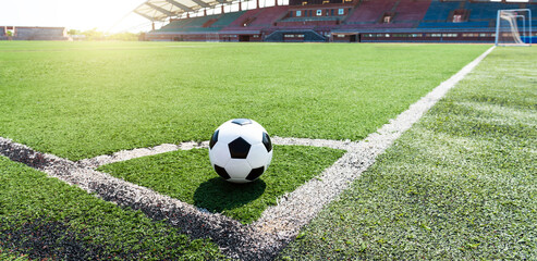 Soccer ball on corner kick line