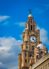 Royal Liver Building at day time, Liverpool, England	