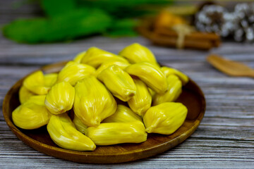 Golden yellow jackfruit organic from my mother's garden self-cultivated has sweet fragrant soft and a no chemicals It sure is healthy.