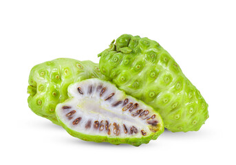 Naklejka na ściany i meble Noni fruit with leaf on transparent png