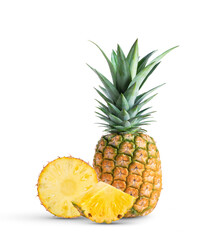 Fresh pineapple on transparent png - obrazy, fototapety, plakaty