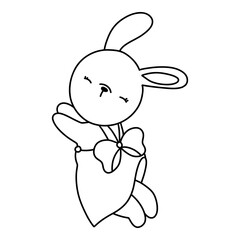 Rabbit character in cute costume, Rabbit Cartoon animal character, hand drawn illustration