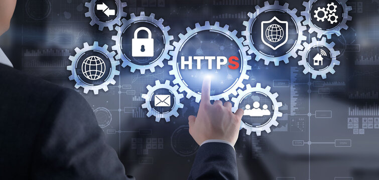 HTTPS inscription background. Internet security concept 2022