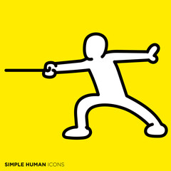 シンプルな人間のアイコンシリーズ　「解説する人,フェンシング」