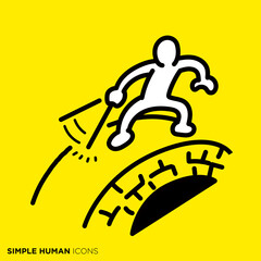 シンプルな人間のアイコンシリーズ　「石橋を叩く人」