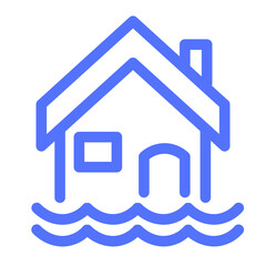 Flood Disaster Home House Climate Change Icon