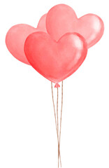 Fototapeta na wymiar cute sweet Hearts balloons watercolour hand drawing