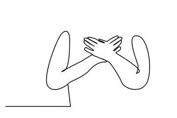 human grateful satisfied healthy person hands arms together
