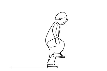 little boy taking steps learning education