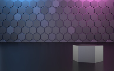 hexagon 3d background podium gray product display illustration rendering for flyer design, business design, your any product design and etc .