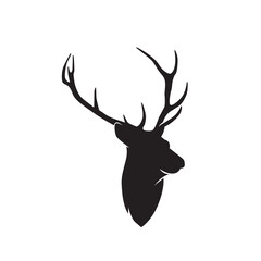 Naklejka premium Deer head with big antlers. Reindeer head isolated vector illustration. Wild animal. Hunting logo.