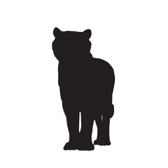 Obraz premium Black silhouette of tiger. Wild animal vector illustration on white.