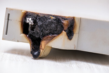 burnt electrical circuit breaker