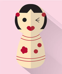 Fototapeta premium Digital illustration of Japanese kokeshi doll 