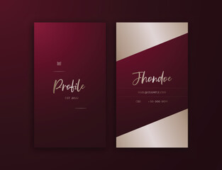 Fototapeta premium Red Gold Luxury Vertical Business Card Template