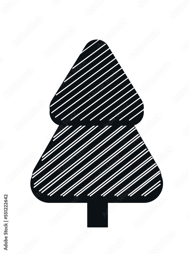 Poster christmas tree icon. poster or banner for website. tree with triangular leaves and abstract linear p