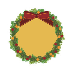 背景付きのシンプルなクリスマスリースのベクターフレーム