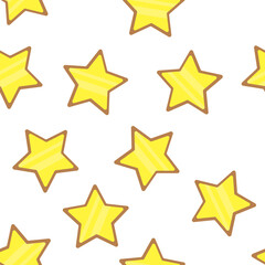 Seamless pattern with yellow stars. Texture background with golden stars. Decoration for web or print.