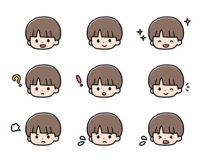 男の子の表情アイコンセット