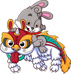 Rabbit Character Preparing For The Dragon Dance Performance