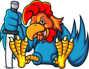 The rooster fighter with knife