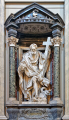ROME, ITALY - AUGUST 12, 2016: The statue of St. Philip by Mazzuoli in the Archbasilica St.John...