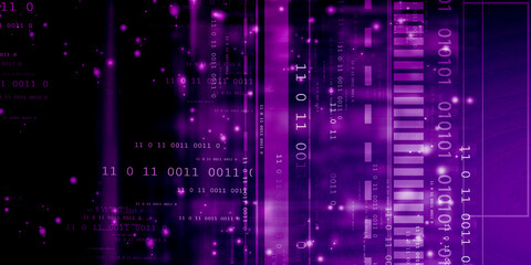 2d illustration abstract digital binary data on computer screen