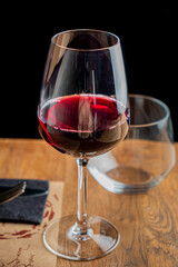 red wine on the table