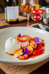 ice cream with fresh fruits