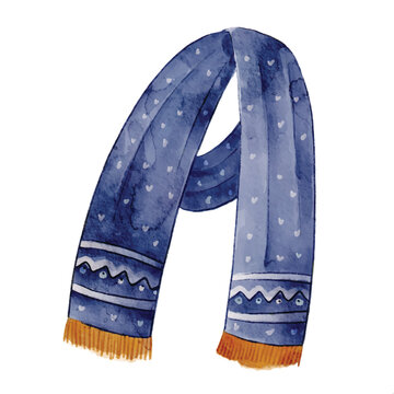 recommend clip art: Cute watercolor winter scarf clipart for winter element