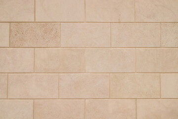 Shell stone tile wall as background.Old natural block wall with rough surface