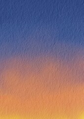 Yellow, orange and dark blue watercolor background illustration for decoration on evening sky and romance concept.