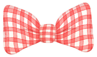 cute check striped ribbon hair bow tie watercolour illustration