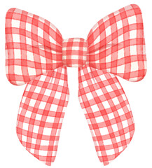 cute check striped ribbon hair bow tie watercolour illustration