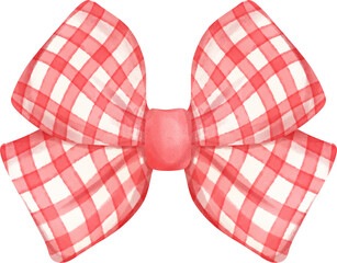 cute check striped ribbon hair bow tie preppy watercolour illustration