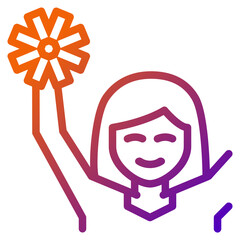 cheerleader gradient line icon