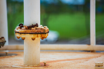 Rust damage paint and corrosion flange and bolt nut