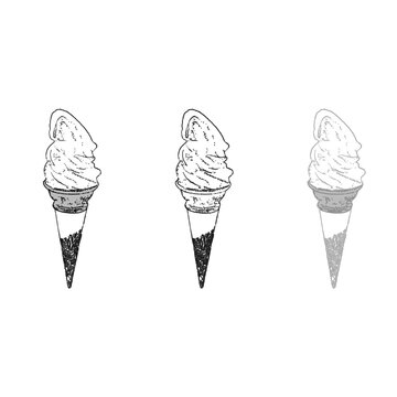 Set of silhouette images of soft cream