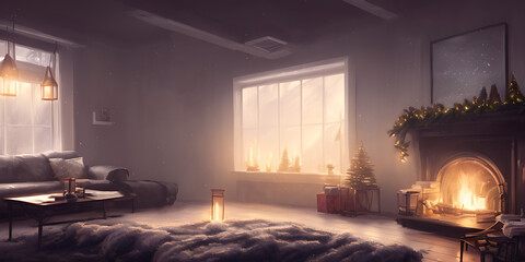 home interior with Christmas decorations 23