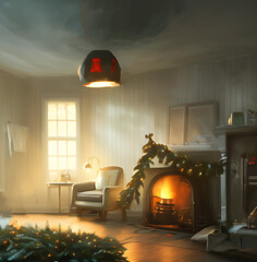 home interior with Christmas decorations 19