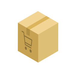Cardboard box which printed cart icon