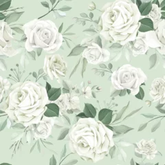 Foto op Aluminium hand drawn floral lily and roses seamless pattern design © lukasdedi