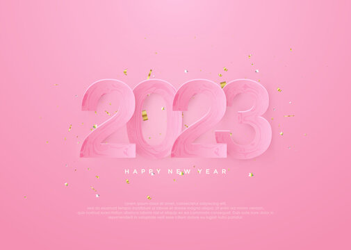 Happy New Year 2023, Soft And Beautiful Pink Paper Cut.